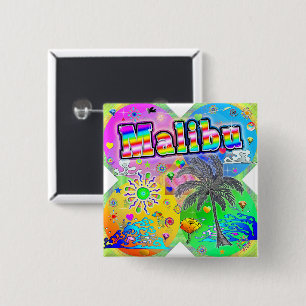 Badge Carré 5 Cm Bouton Malibu Quadro Seasons