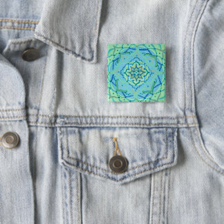 Badge Carré 5 Cm Bouton Mandala