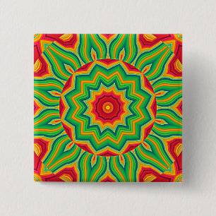 Badge Carré 5 Cm Bouton Mandala