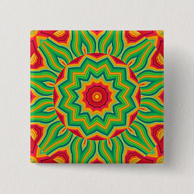 Badge Carré 5 Cm Bouton Mandala (Devant)