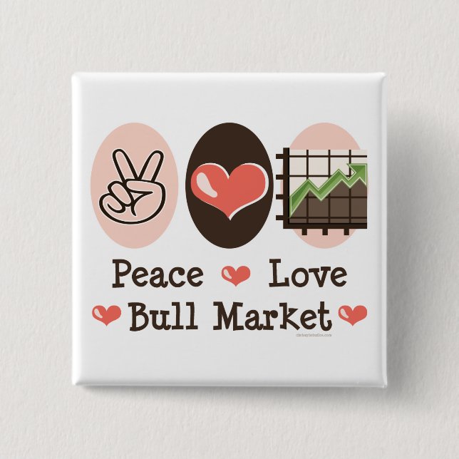 Badge Carré 5 Cm Bouton Marché Bull Peace Love (Devant)