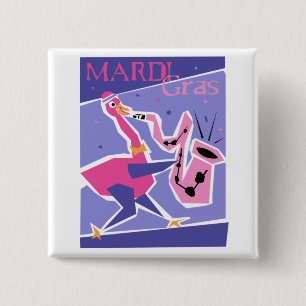 Badge Carré 5 Cm Bouton Mardi Gras