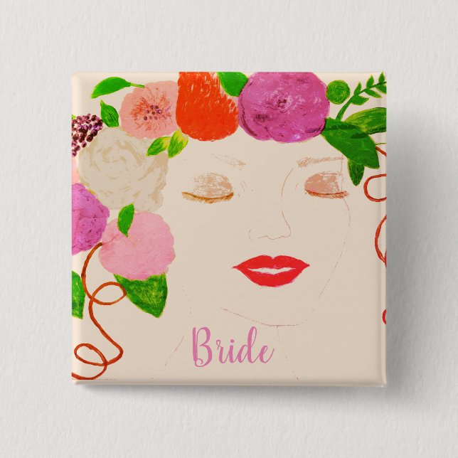 Badge Carré 5 Cm Bouton Mariage (Devant)