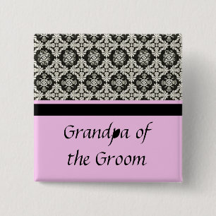 Badge Carré 5 Cm Bouton mariage damassé pour grand-père