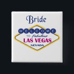 Badge Carré 5 Cm Bouton Mariée de Las Vegas<br><div class="desc">Bouton de mariée amusante pour célébrer votre Mariage de Las Vegas. Super moyen d'annoncer vos récentes noces au Nevada. Personnaliser avec nom et date dans l'espace inférieur.</div>