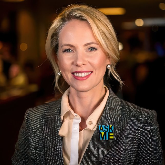 Badge Carré 5 Cm Bouton Me Demander un document de musée (Ask Me Museum Guide Buttons)