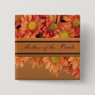 Badge Carré 5 Cm Bouton Mère de la mariée Fleurs d'automne