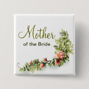 Badge Carré 5 Cm bouton mère du mariage de la mariée