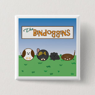 Badge Carré 5 Cm Bouton mignon de chiens, le Bindoggins