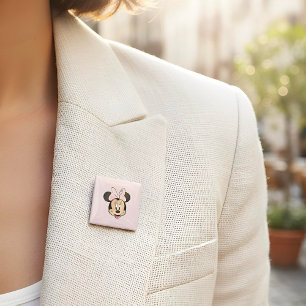 Badge Carré 5 Cm Bouton Minine