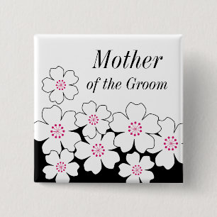 Badge Carré 5 Cm Bouton moderne de répétition de fleurs de cerisi