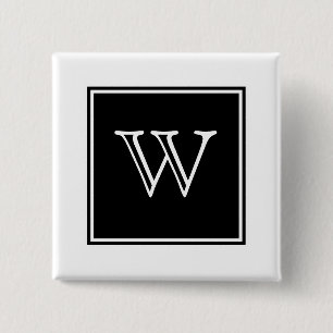 Badge Carré 5 Cm Bouton Monogramme Carré noir