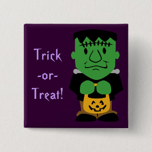 Badge Carré 5 Cm Bouton monstre de Frankenstein