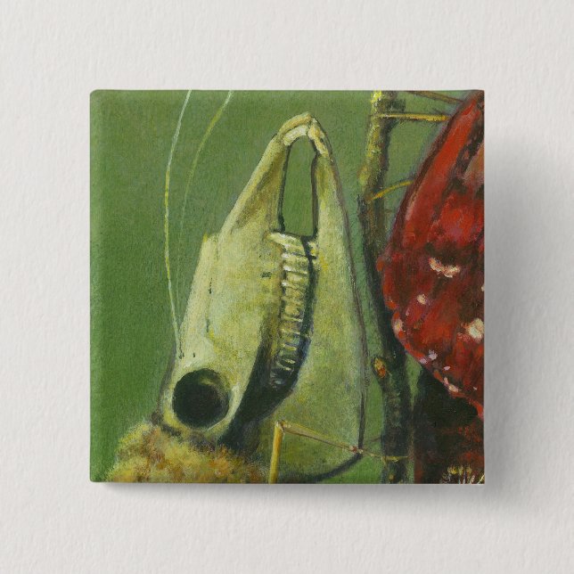 Badge Carré 5 Cm Bouton Moth de crâne gothique (Devant)