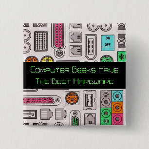 Badge Carré 5 Cm Bouton Motif d'entrée d'Humour de l'ordinateur Gee
