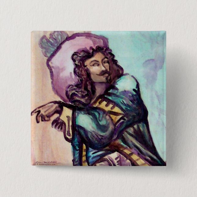 Badge Carré 5 Cm Bouton Mousquetaire (Devant)