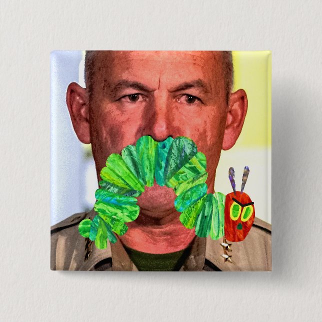 Badge Carré 5 Cm Bouton Moustache en colère (Devant)