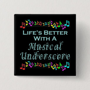 Badge Carré 5 Cm Bouton musical de soulignage