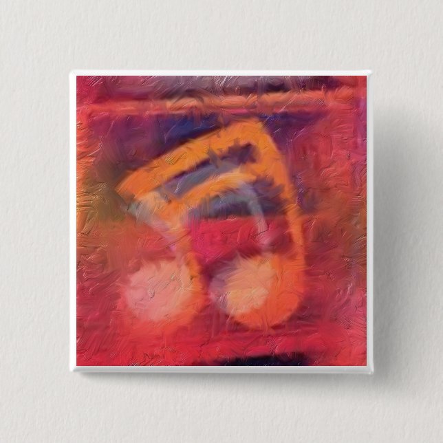 Badge Carré 5 Cm Bouton Musique (Devant)