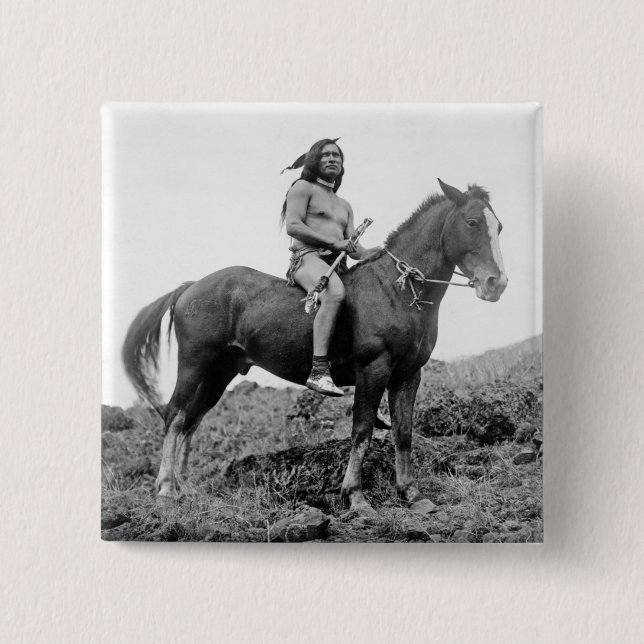 Badge Carré 5 Cm Bouton Nez Perce Warrior (Devant)