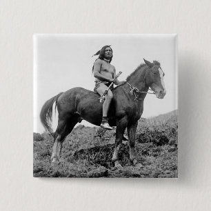 Badge Carré 5 Cm Bouton Nez Perce Warrior