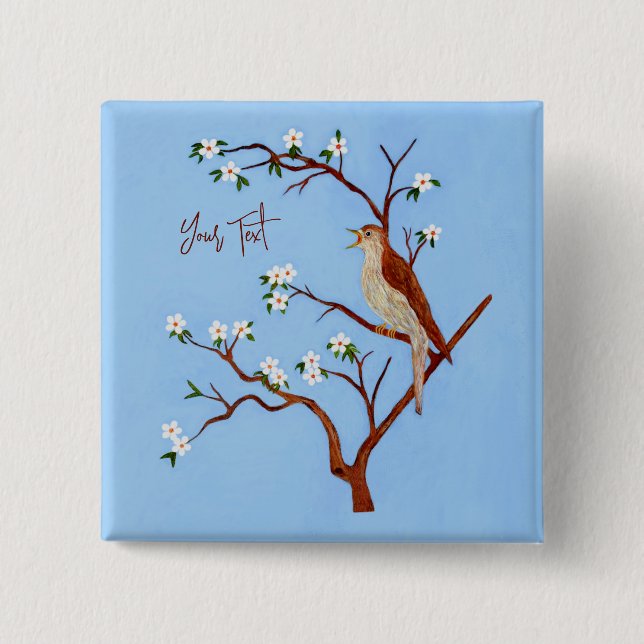 Badge Carré 5 Cm Bouton Nightingale Avec Texte Personnalisable (Devant)