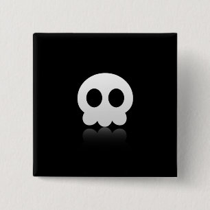 Badge Carré 5 Cm Bouton noir de carré de visage de crâne