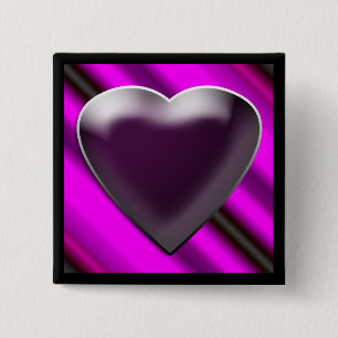 Badge Carré 5 Cm Bouton noir de coeur