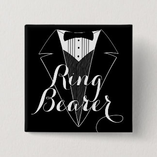 Badge Carré 5 Cm Bouton noir de noce de Tux de porteur d'alliances