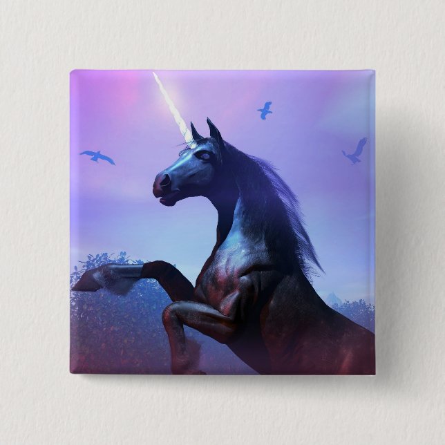 Badge Carré 5 Cm Bouton noir et majestueux (Devant)