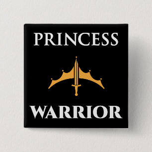Badge Carré 5 Cm Bouton noir Princess Warrior