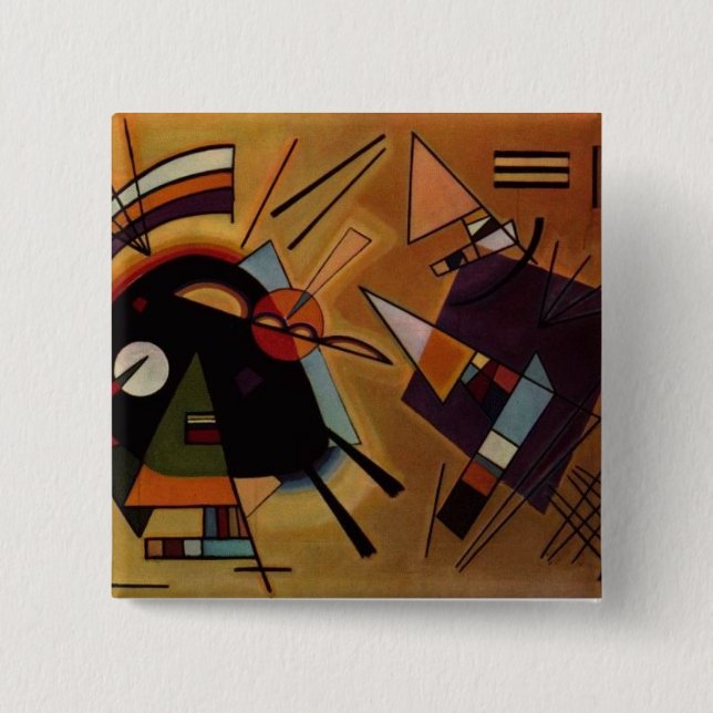Badge Carré 5 Cm Bouton Noir-violet de Kandinsky (Devant)
