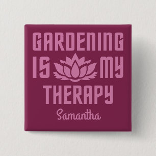 Badge Carré 5 Cm Bouton Nom et couleur personnalisés de jardin