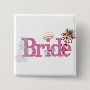 Badge Carré 5 Cm Bouton nuptiale