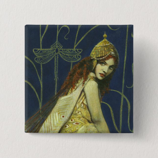 Badge Carré 5 Cm Bouton nymphe (Devant)