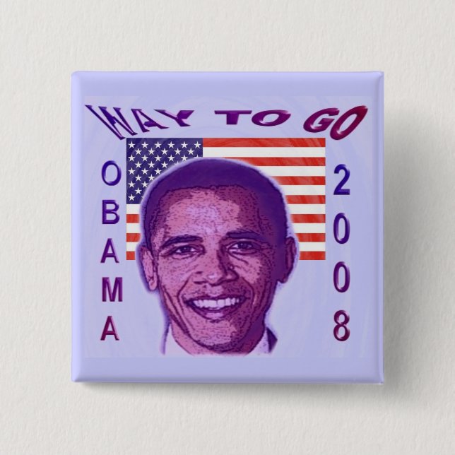 Badge Carré 5 Cm Bouton OBAMA 2008 (Devant)