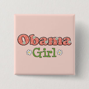 Badge Carré 5 Cm Bouton Obama Girl Barack Obama