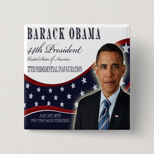 Badge Carré 5 Cm Bouton Obama Inauguration 2013 (Devant)