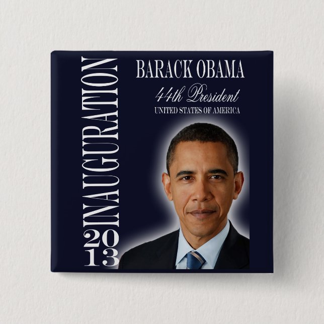 Badge Carré 5 Cm Bouton Obama Inauguration 2013 (Devant)