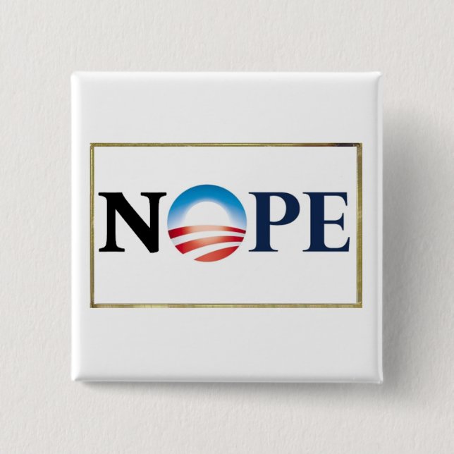 Badge Carré 5 Cm Bouton Obama NOPE (Devant)