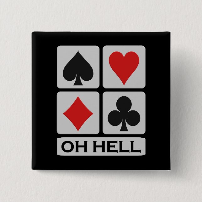 Badge Carré 5 Cm Bouton Oh Hell (Devant)
