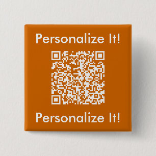 Badge Carré 5 Cm Bouton orange de code QR personnalisé