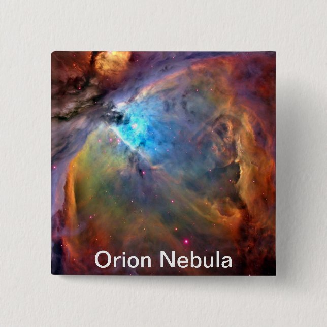 Badge Carré 5 Cm Bouton Orion Nebula Space Galaxy (Devant)
