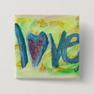 Badge Carré 5 Cm Bouton ou broches d'art de printemps d'amour frais