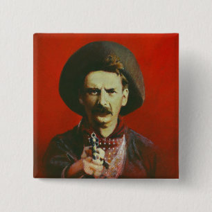 Badge Carré 5 Cm Bouton Outlaw occidental