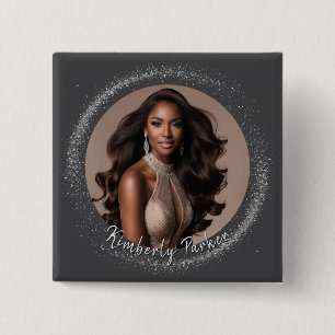 Badge Carré 5 Cm Bouton Pageant Dust Diamant
