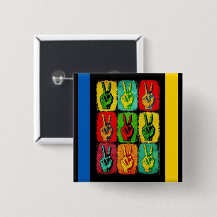 Badge Carré 5 Cm Bouton Paix