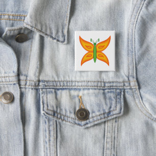 Badge Carré 5 Cm Bouton Papillon Alien