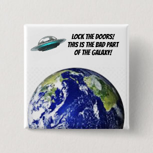 Badge Carré 5 Cm Bouton Past Earth pour Aliens