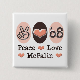 Badge Carré 5 Cm Bouton Peace Love McPalin 08